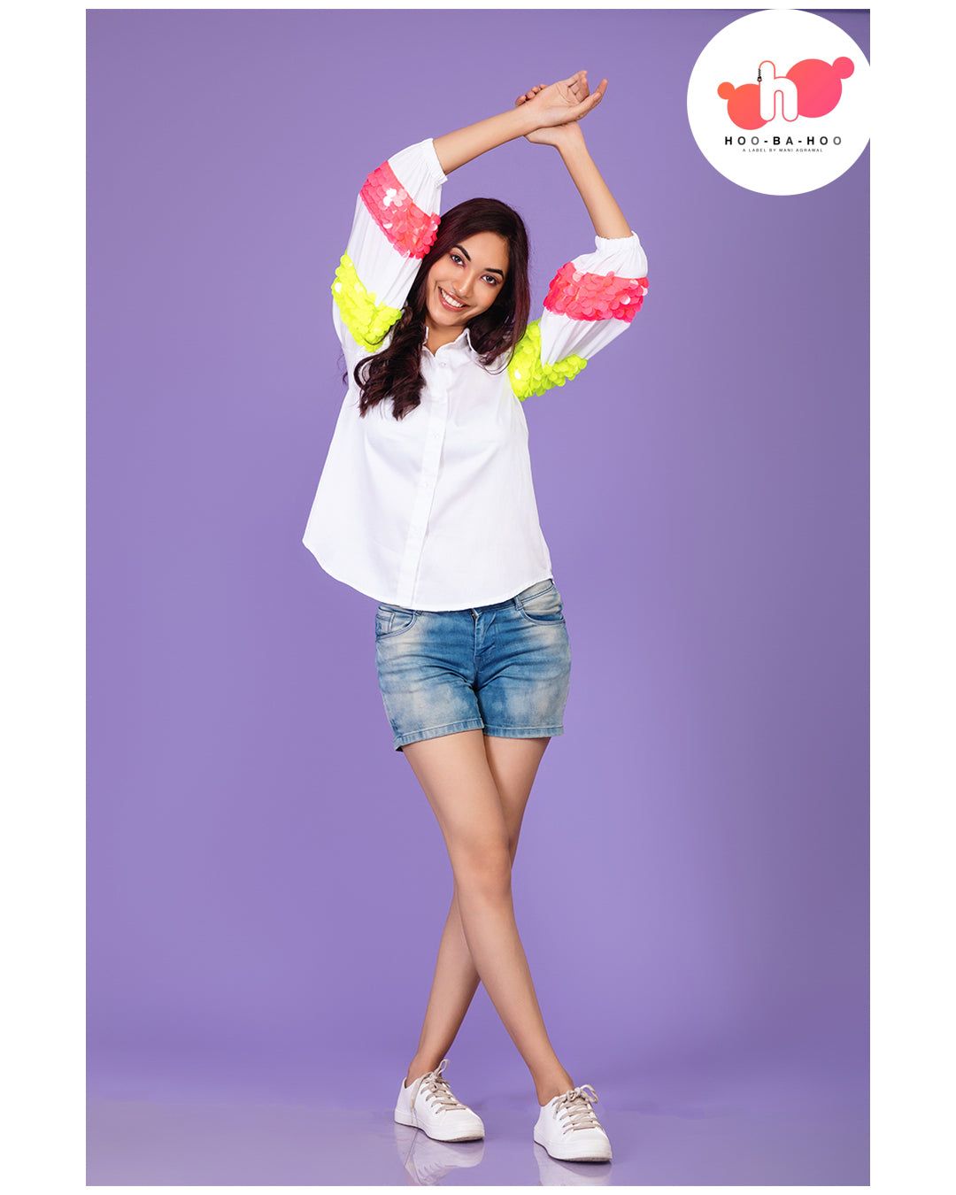 White Neon sleeves Shirt