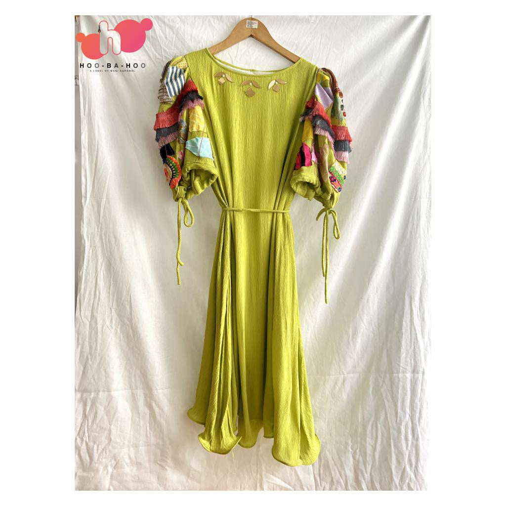 Green Boho Asymmetrical Dress