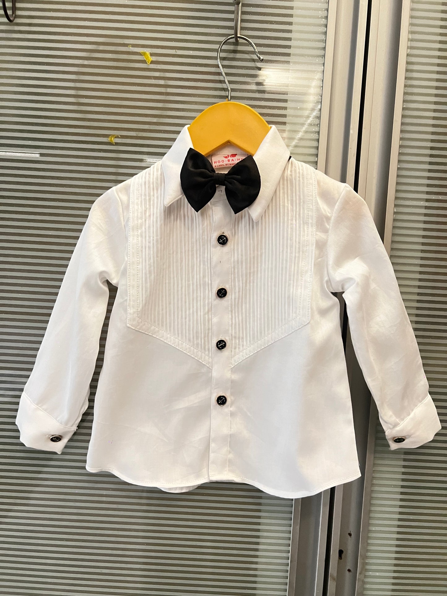 White Tuxedo shirt with bow tie