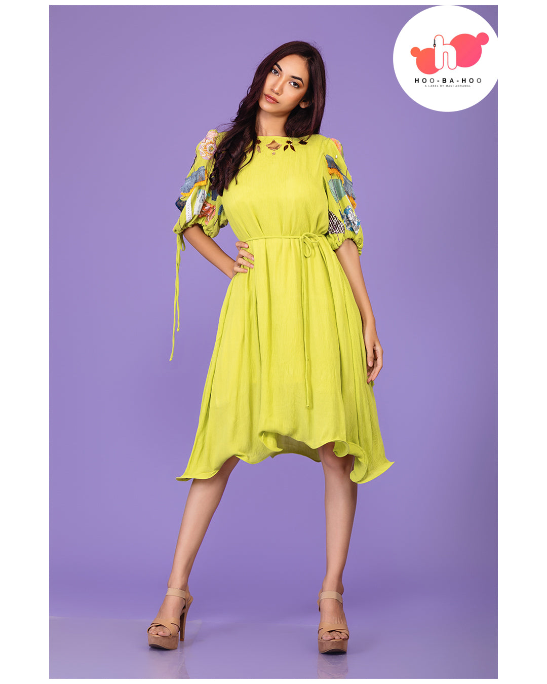Green Boho Asymmetrical Dress