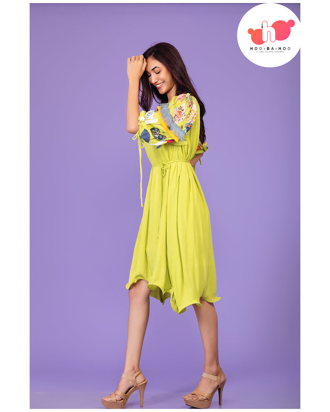 Green Boho Asymmetrical Dress