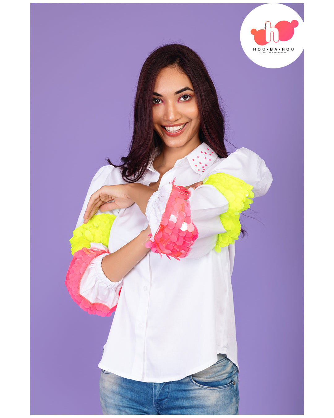 White Neon sleeves Shirt